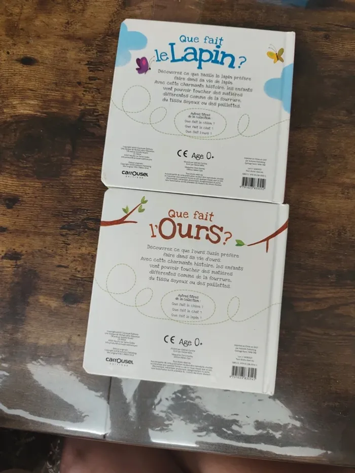 Lot 2 livres tactiles pour bébé “Que fait le Lapin ?” et “Que fait l’Ours ?” - photo numéro 2