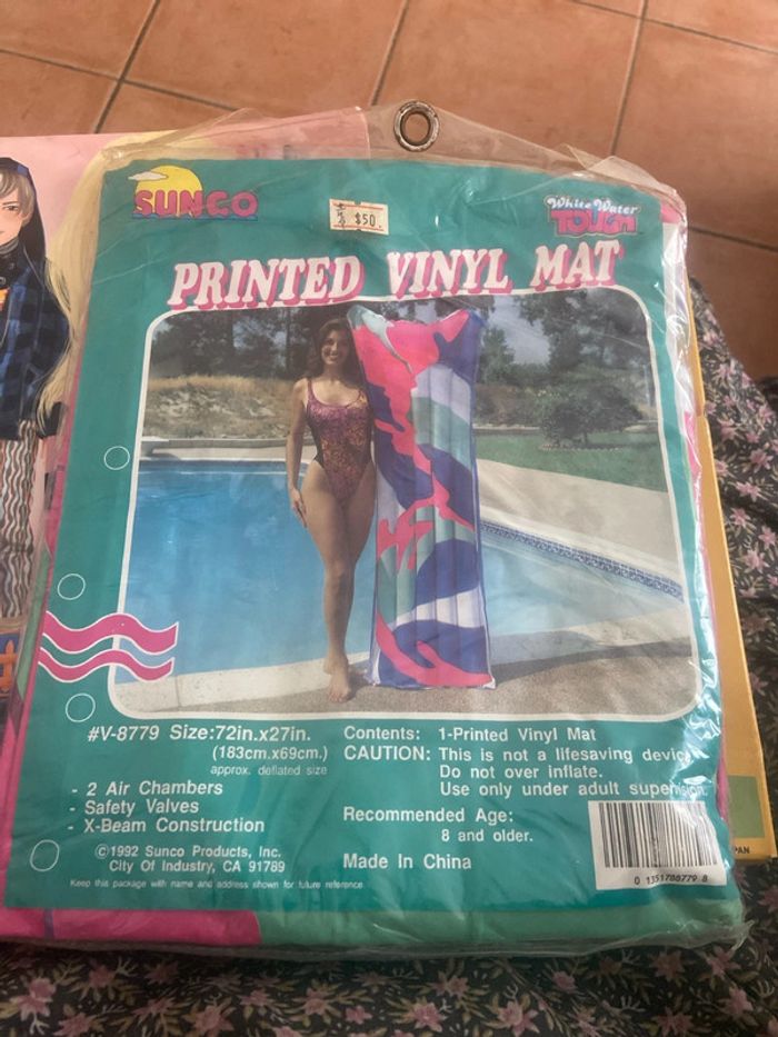 Neuf jamais servi Matelas gonflable pneumatique vinyl vintage