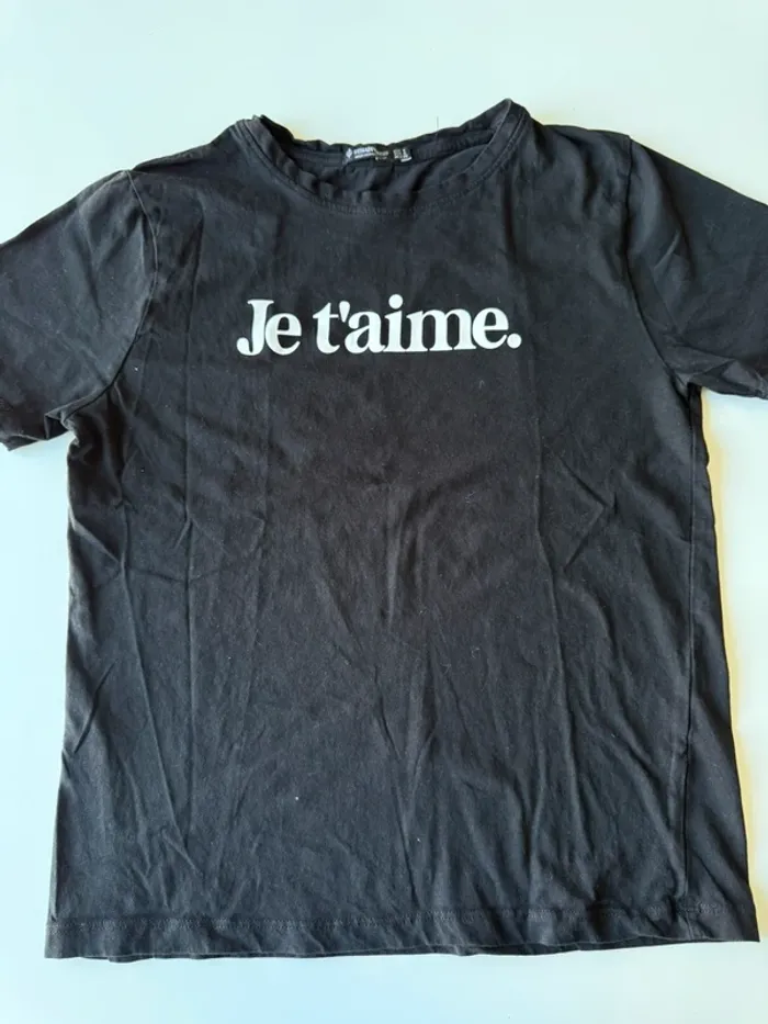 T-shirt noir je t’aime stradivarius