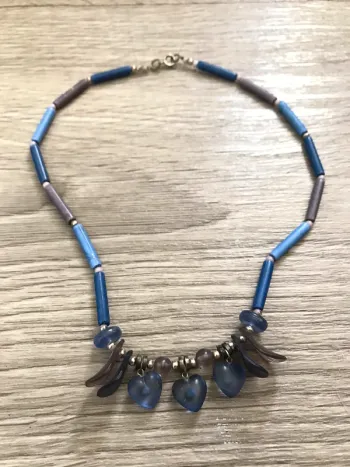 Collier vintage perles bleu