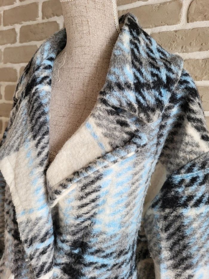 Manteau en laine à carreaux blanc et bleu - Made in Italy - photo numéro 5