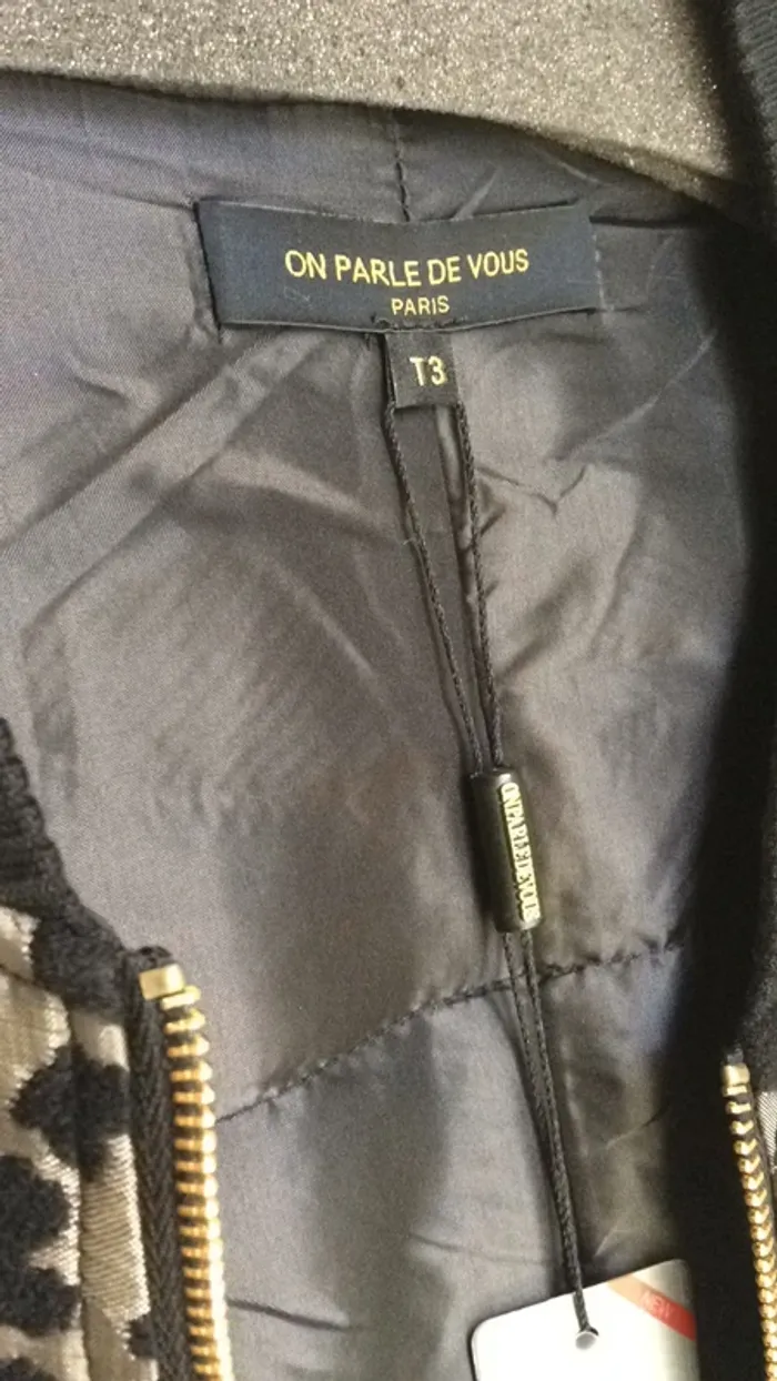 Blouson chic Noir satin et léopard or T3 On parle De Vous - photo numéro 3