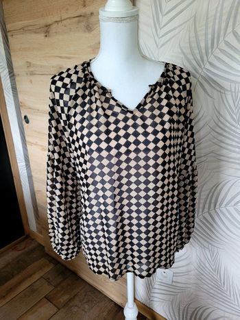 Blouse légère marron noir taille M