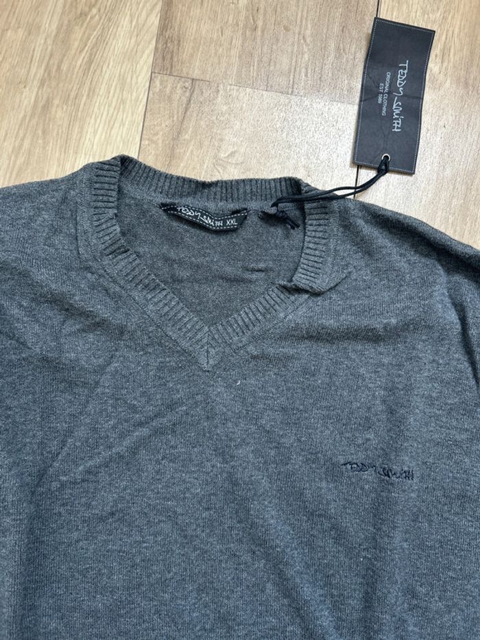 Pull Teddy Smith gris anthracite gris à col v 2XL - photo numéro 2