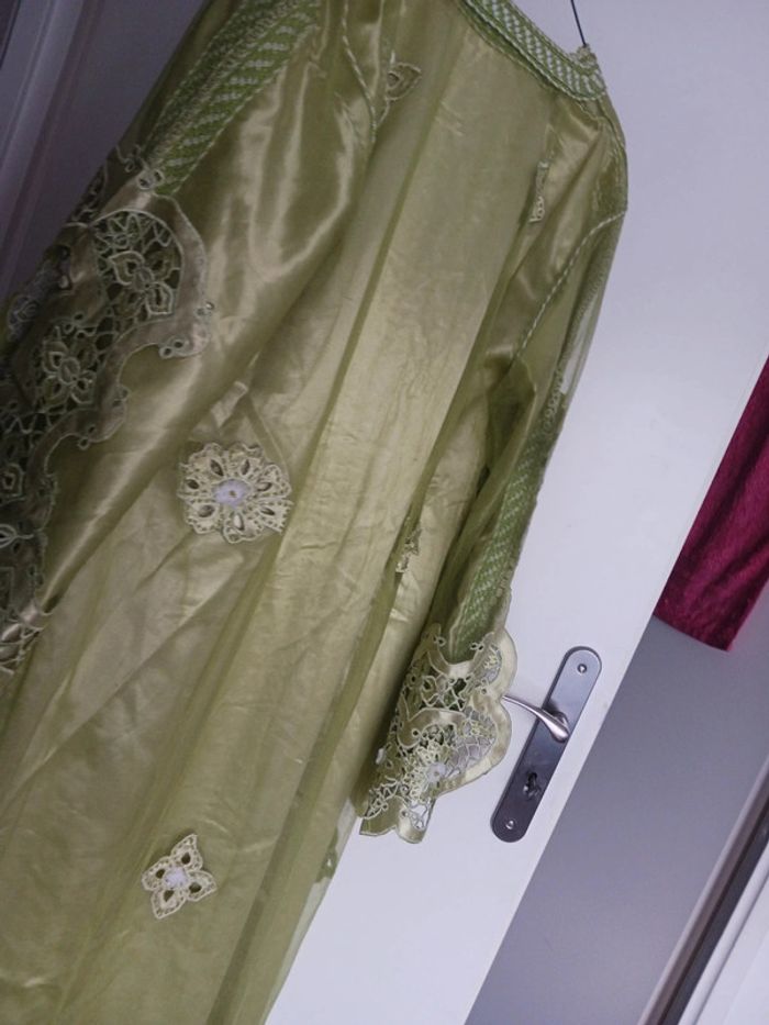 Caftan vert ouvragé taille XL - photo numéro 7