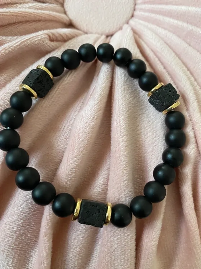 Agate noir onyx Cadeau homme femme Bracelet en pierres naturelles lithoterapie - photo numéro 2