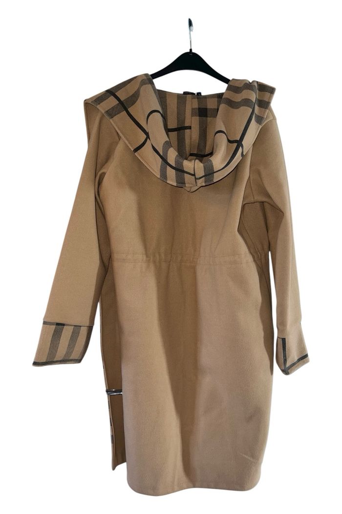 Manteau long beige avec capuche - photo numéro 2