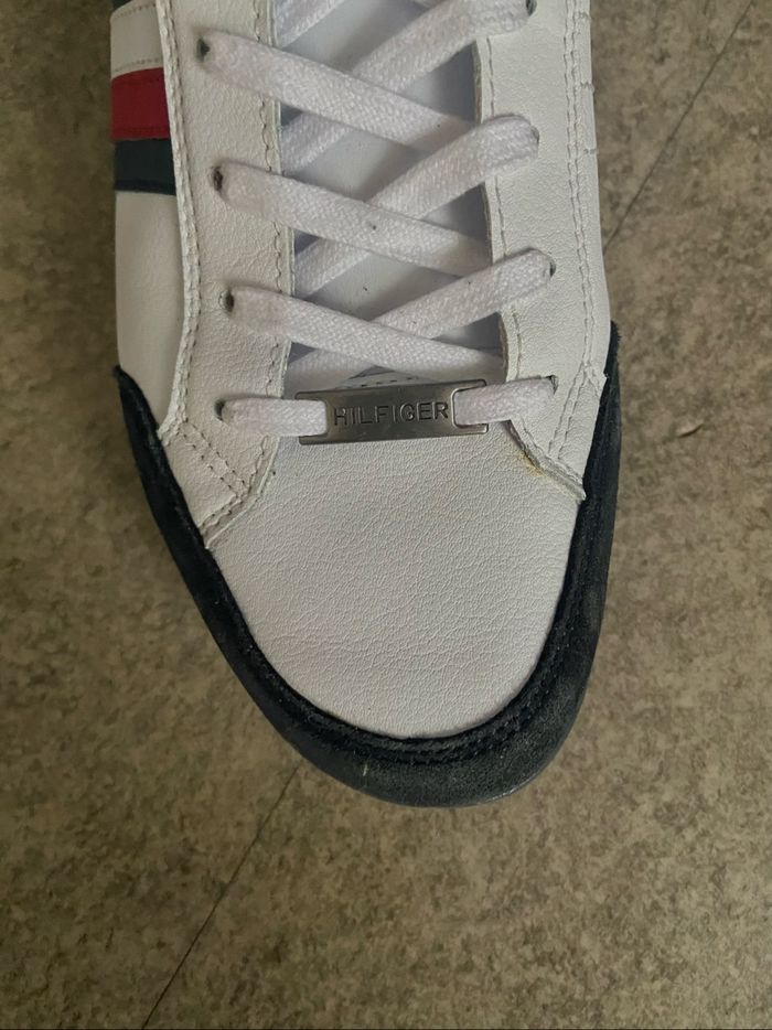 Baskets Tommy Hilfiger blanches homme – style vintage, logo tricolore - photo numéro 2