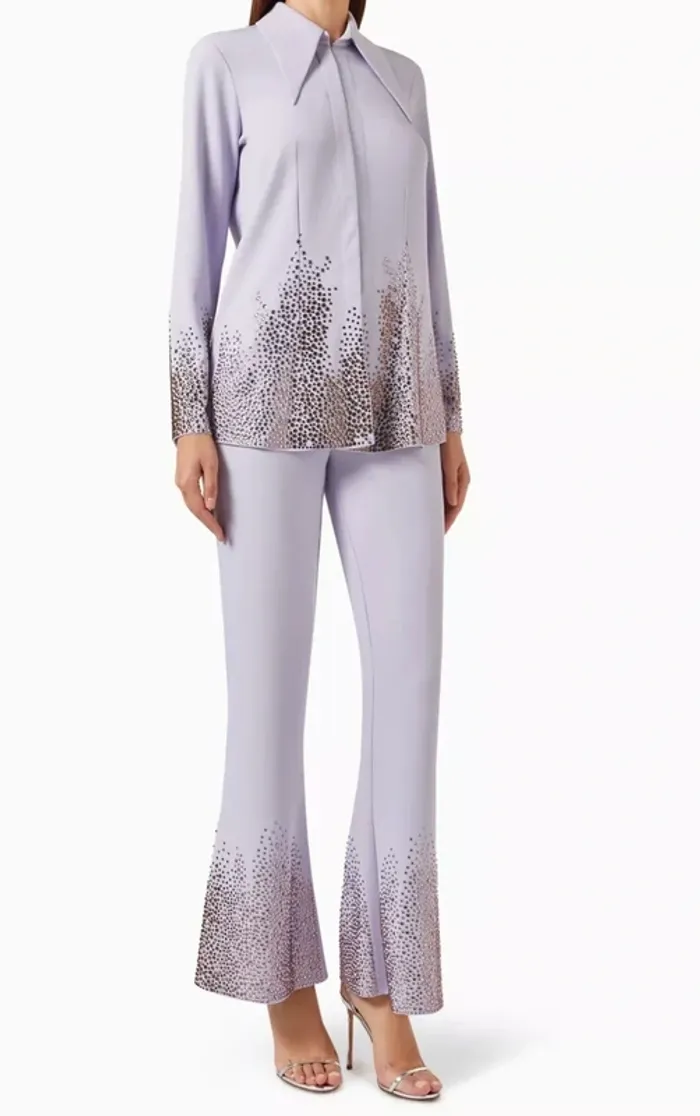 Ensemble setre en crêpe extensible orné de cristaux taille S neuf - photo numéro 8