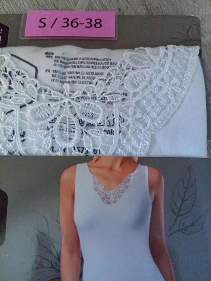 Joli débardeur p'tite dentelle agréable à porter dû 36/38 95% coton - photo numéro 3