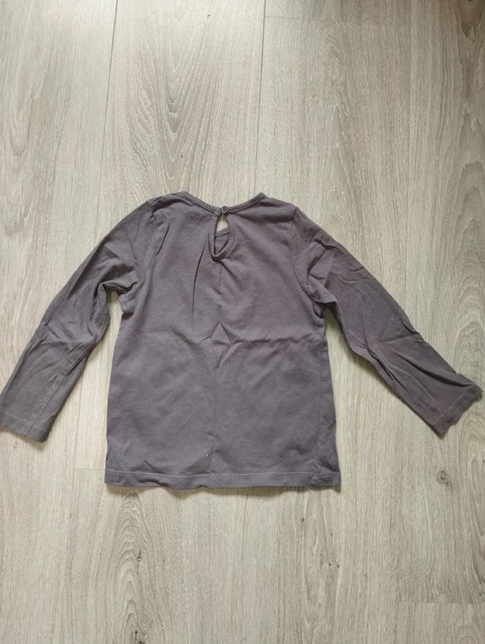 T-shirt manches longues fille 24 mois marron taupe - photo numéro 4