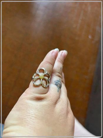 Bague ajustable grosse fleur taille 12,5