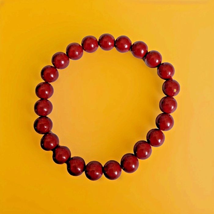 Bracelet en perles naturelles cinabre - photo numéro 2