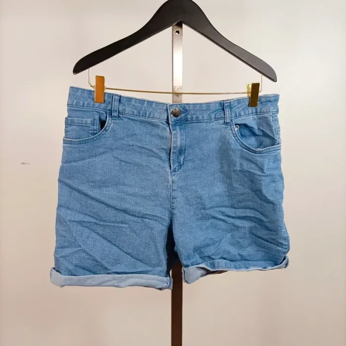 Short en jean bleu clair délavé taille haute Inextenso taille 42 A856