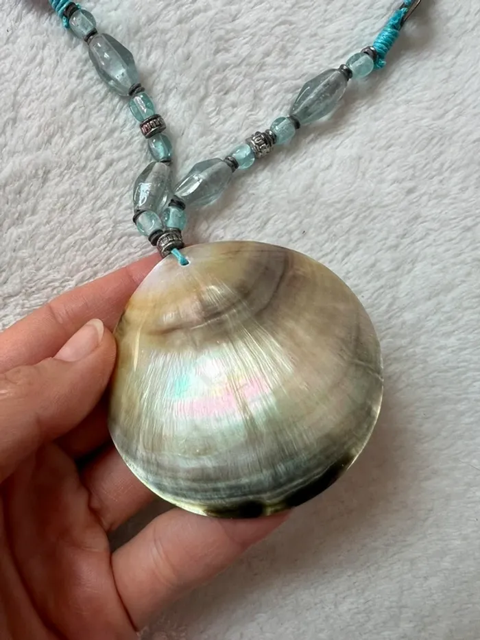 Collier coquillage nacré perles Sea Beach Summer vibes Boho y2k - photo numéro 3