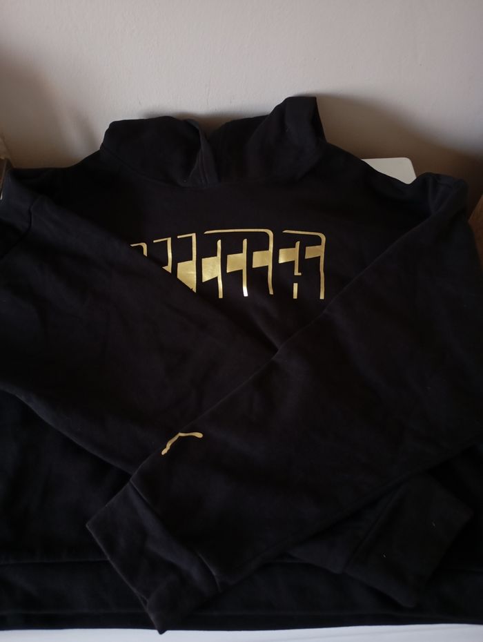 Sweat à capuche. Taille L. Noir et or . Coton et polyester . État neuf - photo numéro 3