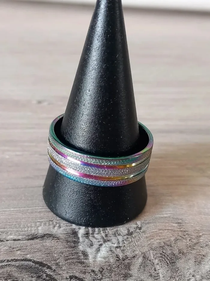 Bague en acier Multicolore taille 19 - photo numéro 2