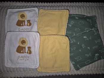 Lot x6 lingettes en cotton lavable motif safari - Bon état général