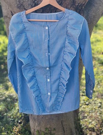 Chemisier voile rayures bleu et blanc