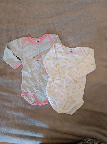 Lot de 2 bodies filles manches longues 18 mois