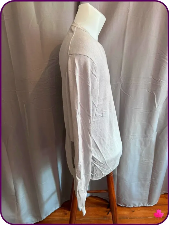 Pull homme Celio, col V et coudières - Coton & Modal - Taille L - photo numéro 2