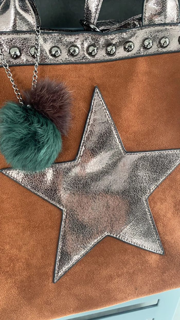 Sac caba fourre tout couleur brique et bronze - photo numéro 2