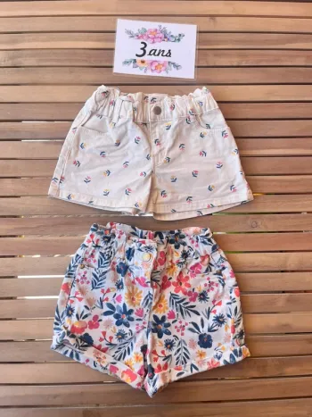 Lot short en jean fleuris 2 ans