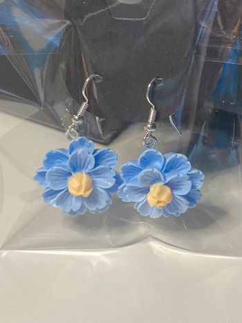 Boucles d’oreilles fleurs bleu
