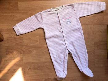 Beau pyjama en velours à rayures Grain de Blé T. 6 mois TBE