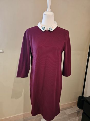 Robe bordeaux col brodé L tres bon état 