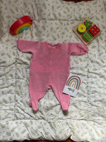 pyjama grenouillère en velours rose rayé 1 mois petit bateau