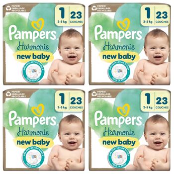 Lot de 92 Pampers Harmonie New baby 2-5 kg Taille 1 Neuf
