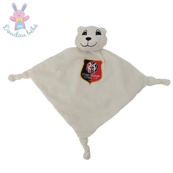 Doudou plat Chat blanc écusson STADE RENNAIS