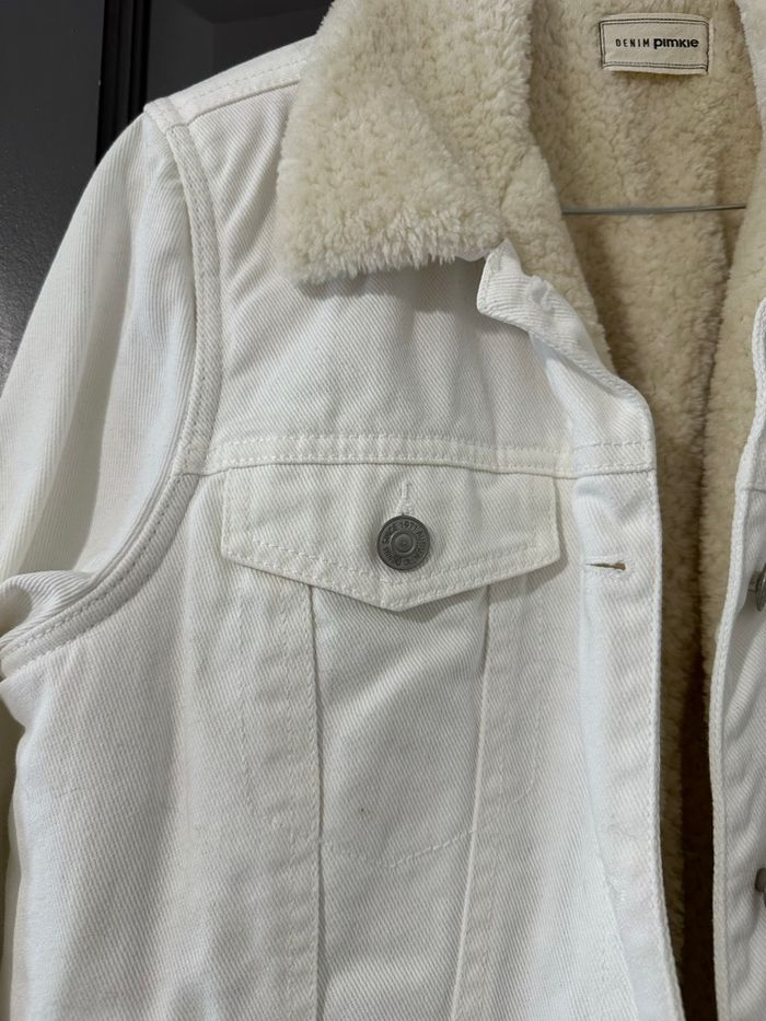 veste en jeans fourrée  blanche - photo numéro 5