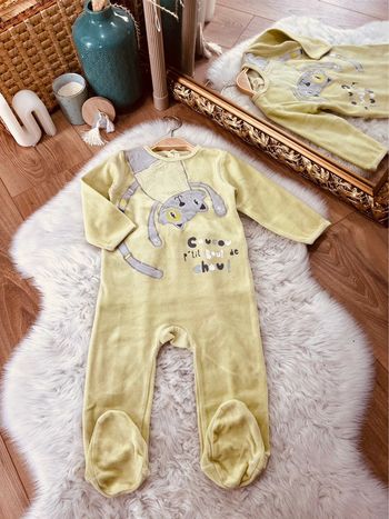 Taille 18 mois pyjama velours garçon Gemo vert * chat * 💙