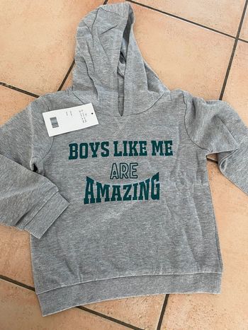 Pull à capuche gris 8 ans Sweat