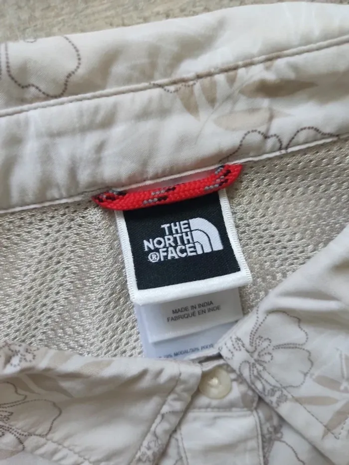 Chemise manches courtes crème motifs fleurs tropicales beige blanc taupe taille XL The North Face - photo numéro 11