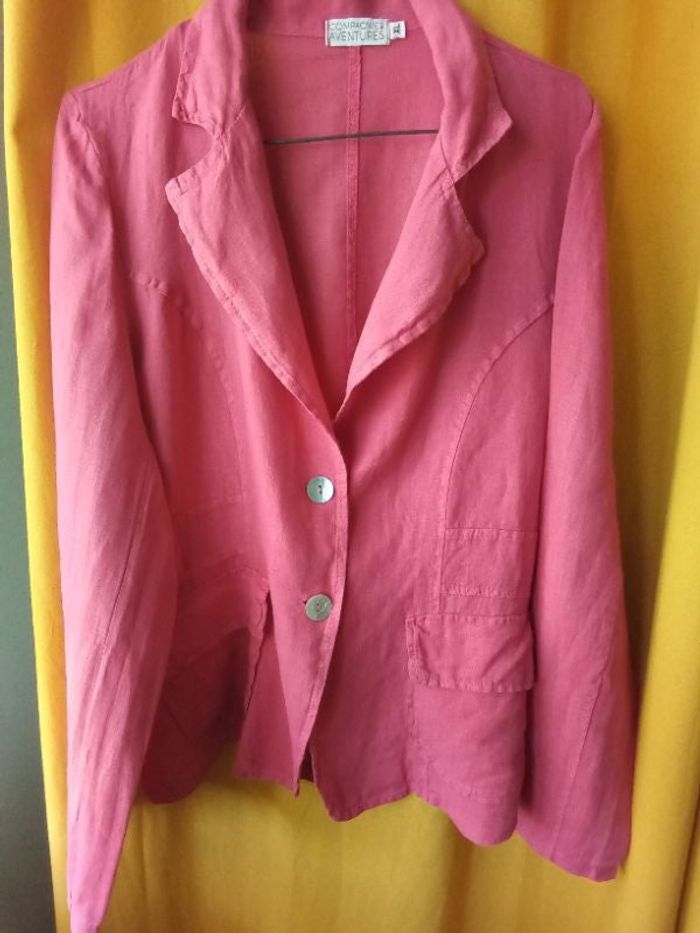 Veste habillée en lin vieux rose