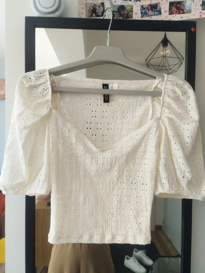 Top court écru broderie anglaise H&M taille XS neuf