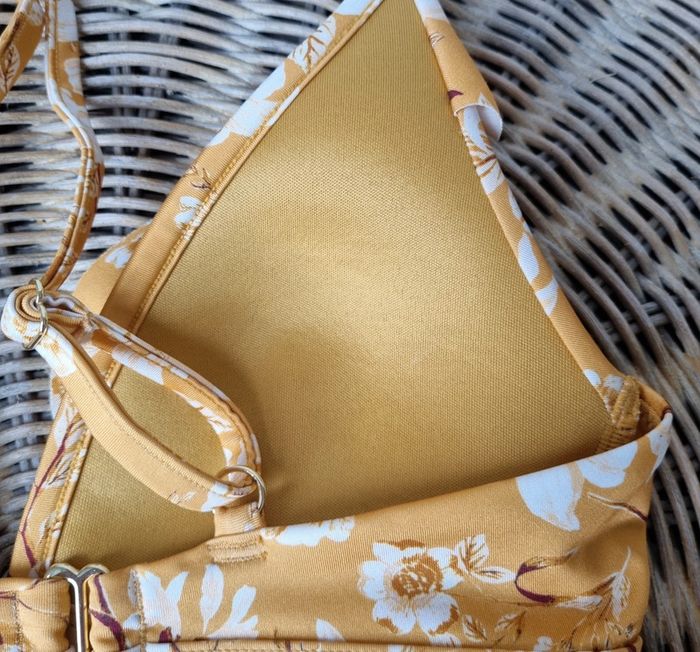 Maillot de bain 2 pièces jaune moutarde ocre fleurie T.XXS H&M - photo numéro 5