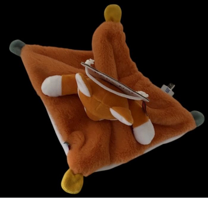 ❤️B4241 Doudou Plat Mouchoir Renard Balthazar Orange Blanc BABY NAT Babynat - photo numéro 2