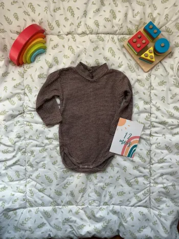 body manches longues col roulé marron rayé beige 12 mois