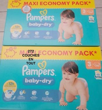 2 cartons de couches Pampers taille 3 