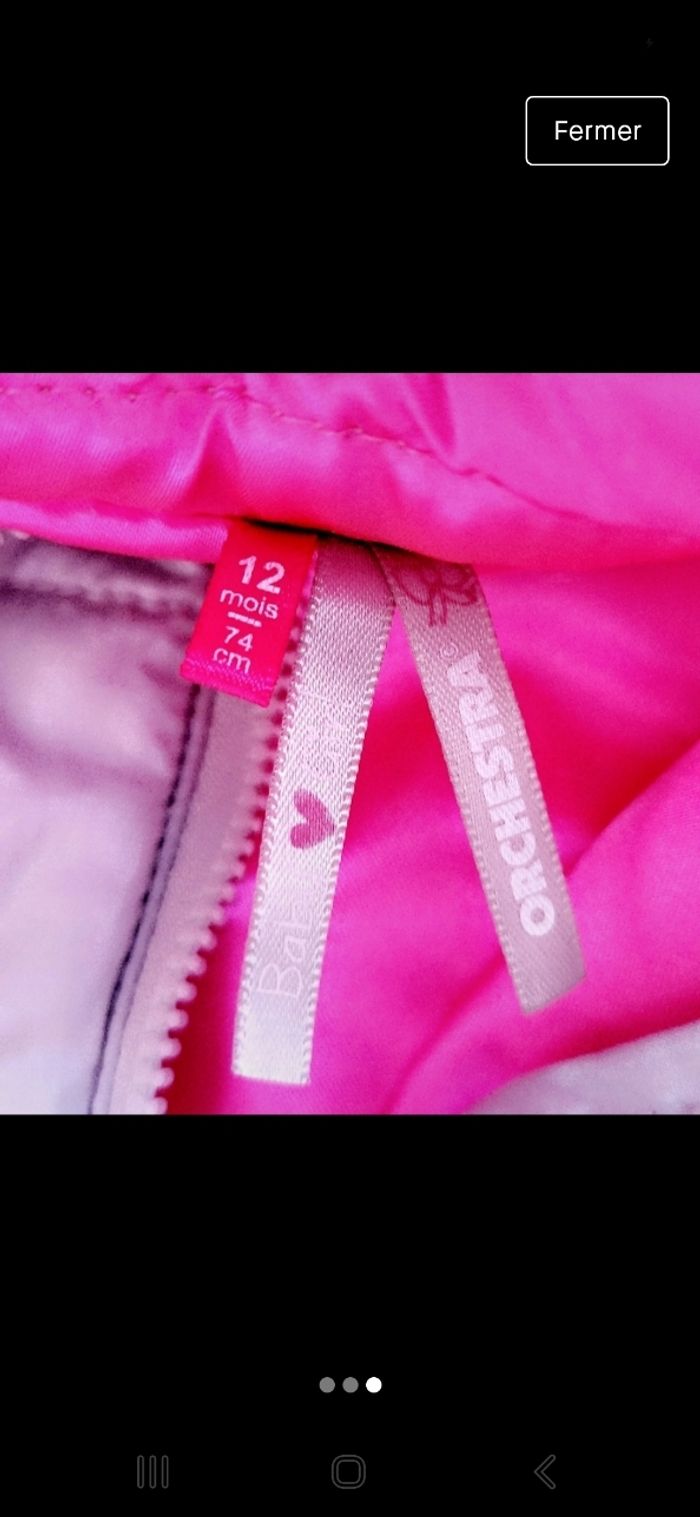 Doudoune sans manches bébé fille 9/12mois - photo numéro 3