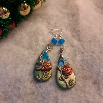 Boucles d'oreilles pendante pâte polymere multicolore