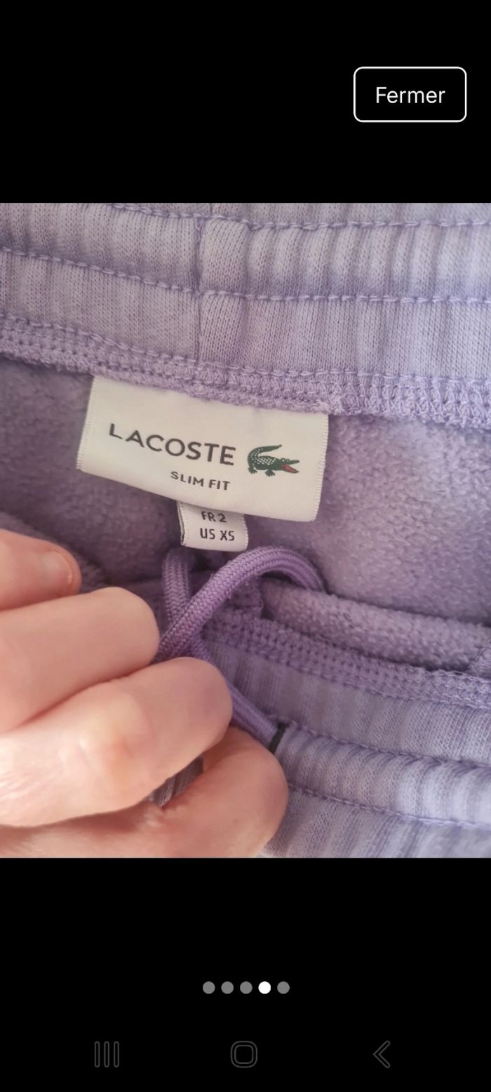 Bas jogging lacoste taille xs lilas - photo numéro 2