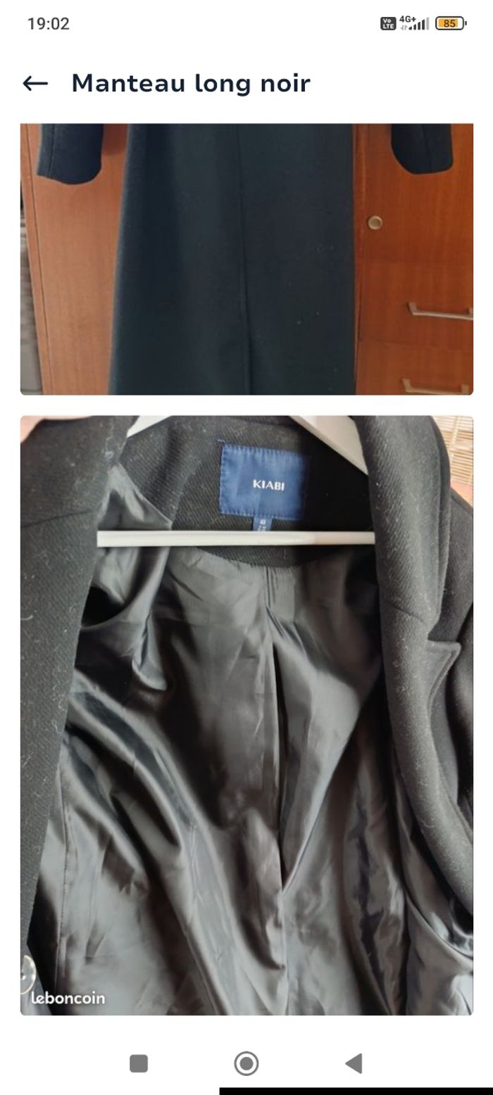 Manteau long noir femme - photo numéro 3