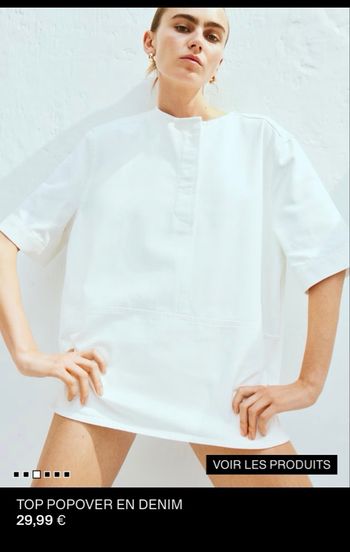Chemise top blanche jean H&M M 