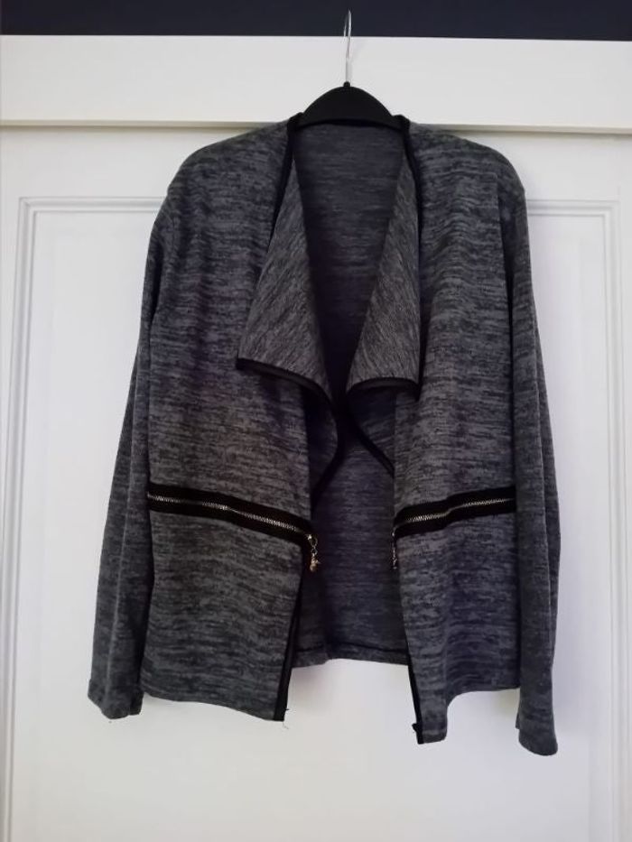 gilet ouvert gris taille unique 38/40