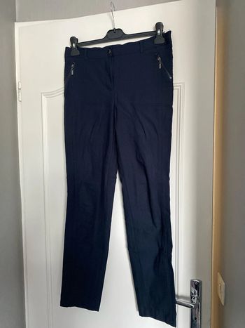 Pantalon stretch bleu marine Canda Taille 40 élastique au dos